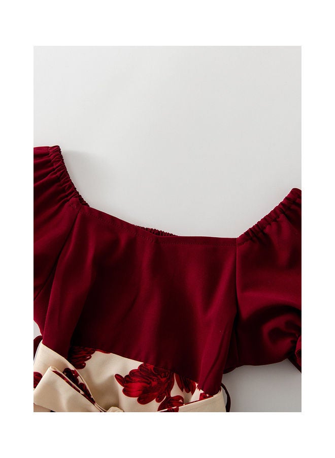 Kidle New European And American Style Children's Skirts Cute And Fashionable Floral Lantern Sleeves,  Dresses Trendy - Image 3