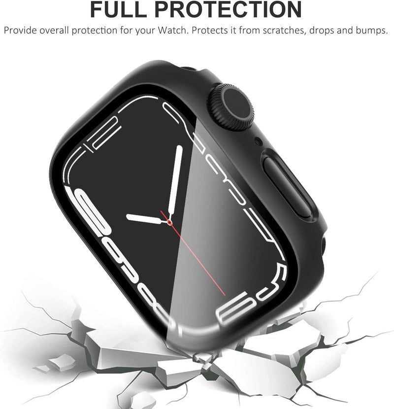 FULLIFE 3 Pack Screen Protector 42mm Compatible for Apple Watch Series 10 with 9H Tempered Glass,Overall Shockproof Cover Protective Case for iWatch 42mm(Black/Grey/Transparent) - Image 3