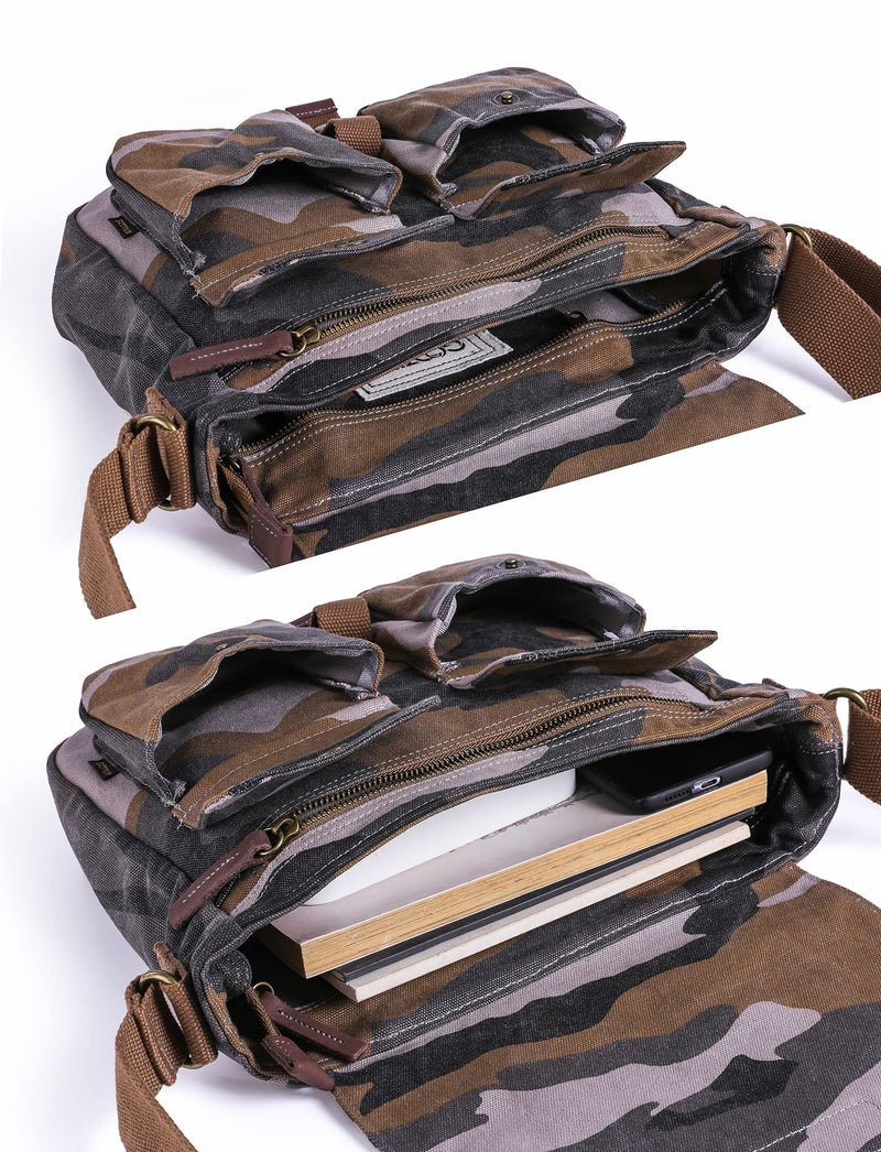 GOOTIUM Canvas Messenger Bag - Vintage Crossbody Shoulder Bag Military Satchel, Camo - Image 4