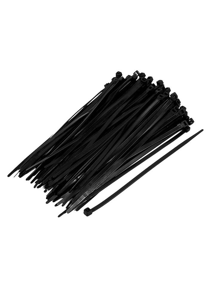 ABBASALI Roll over image to zoom in Zip Ties, 100pcs 150mm Self Locking Plastic Nylon Cable Ties(Black) - Image 1