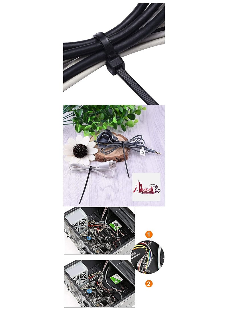 ABBASALI Roll over image to zoom in Zip Ties, 100pcs 150mm Self Locking Plastic Nylon Cable Ties(Black) - Image 2