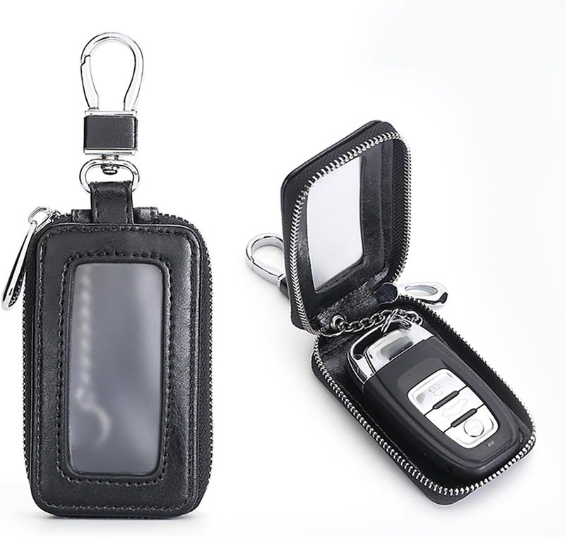 vvag Premium Car Key Fob Case Genuine Leather Smart Key Holder - Black - Image 5
