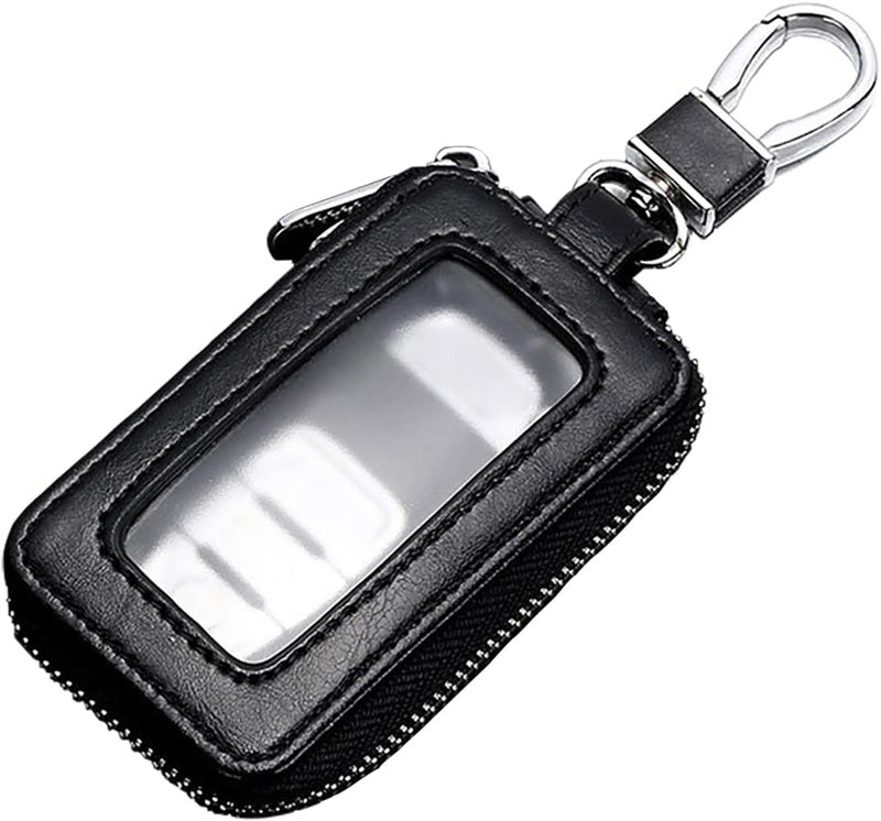 vvag Premium Car Key Fob Case Genuine Leather Smart Key Holder - Black - Image 1