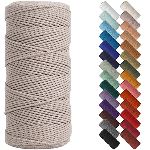 NOANTA Pink Gray Macrame Cord 2mm x 220yards Colored Macrame Rope Cotton Rope Macrame Yarn Colorful Cotton Craft Cord for Wall Hanging Plant Hangers Crafts Knitting - Image 1