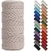 NOANTA Pink Gray Macrame Cord 2mm x 220yards Colored Macrame Rope Cotton Rope Macrame Yarn Colorful Cotton Craft Cord for Wall Hanging Plant Hangers Crafts Knitting - Image 2