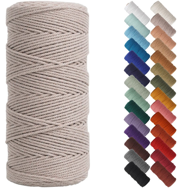 NOANTA Pink Gray Macrame Cord 2mm x 220yards Colored Macrame Rope Cotton Rope Macrame Yarn Colorful Cotton Craft Cord for Wall Hanging Plant Hangers Crafts Knitting - Image 3