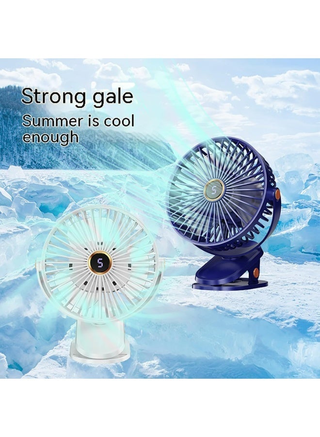 Portable Rechargeable Clip Fan with LED Light and Digital Display, 3 Adjustable Speeds and 360° Rotation, Ideal for Office, Bedroom, Travel and Camping, Assorted Colors, 1 Piece - Image 3