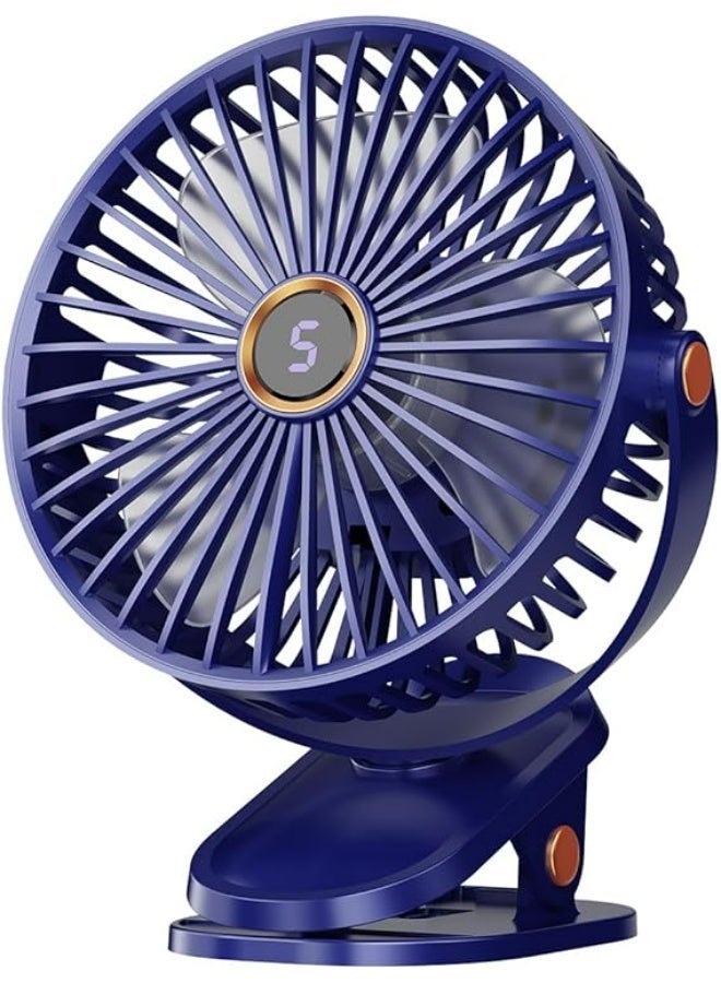 Portable Rechargeable Clip Fan with LED Light and Digital Display, 3 Adjustable Speeds and 360° Rotation, Ideal for Office, Bedroom, Travel and Camping, Assorted Colors, 1 Piece - Image 1