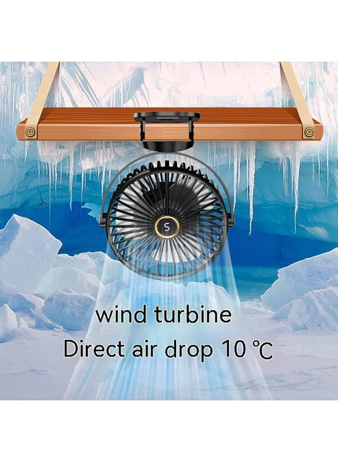 Portable Rechargeable Clip Fan with LED Light and Digital Display, 3 Adjustable Speeds and 360° Rotation, Ideal for Office, Bedroom, Travel and Camping, Assorted Colors, 1 Piece - Image 4