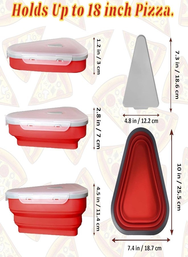 GLIVE (LABEL) Silicone Reusable Portable Triangle Pizza Pack Lunch Box Foldable Triangular Pizza Storage Container Silicone Collapsible Includes 5 Trays - Image 2