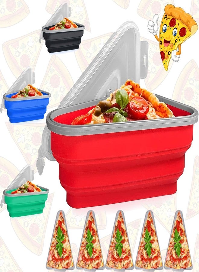 GLIVE (LABEL) Silicone Reusable Portable Triangle Pizza Pack Lunch Box Foldable Triangular Pizza Storage Container Silicone Collapsible Includes 5 Trays - Image 4
