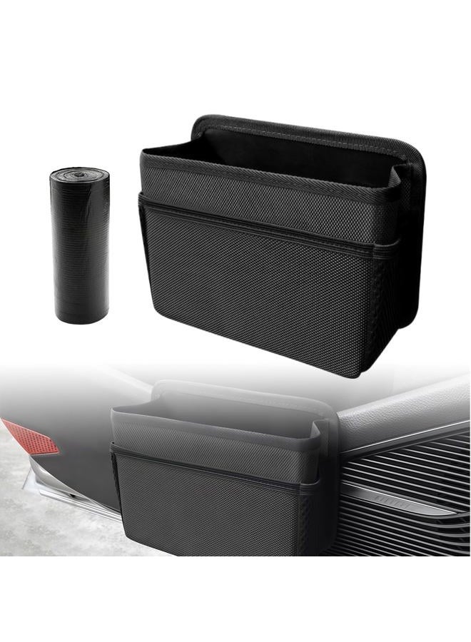 AMZAUTO Car Trash Can, Foldable Hanging Vehicle Garbage Organizer Holder, Waterproof Automotive Trash Bag Holder Dustbin Storage Container for Console Door Seat Back SUV (Black) - Image 1