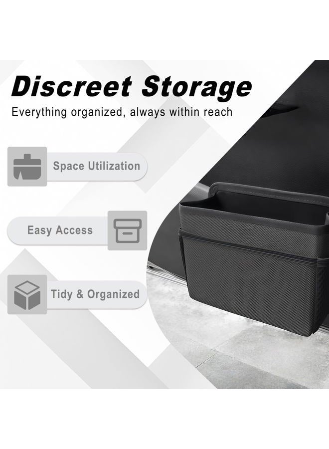 AMZAUTO Car Trash Can, Foldable Hanging Vehicle Garbage Organizer Holder, Waterproof Automotive Trash Bag Holder Dustbin Storage Container for Console Door Seat Back SUV (Black) - Image 3