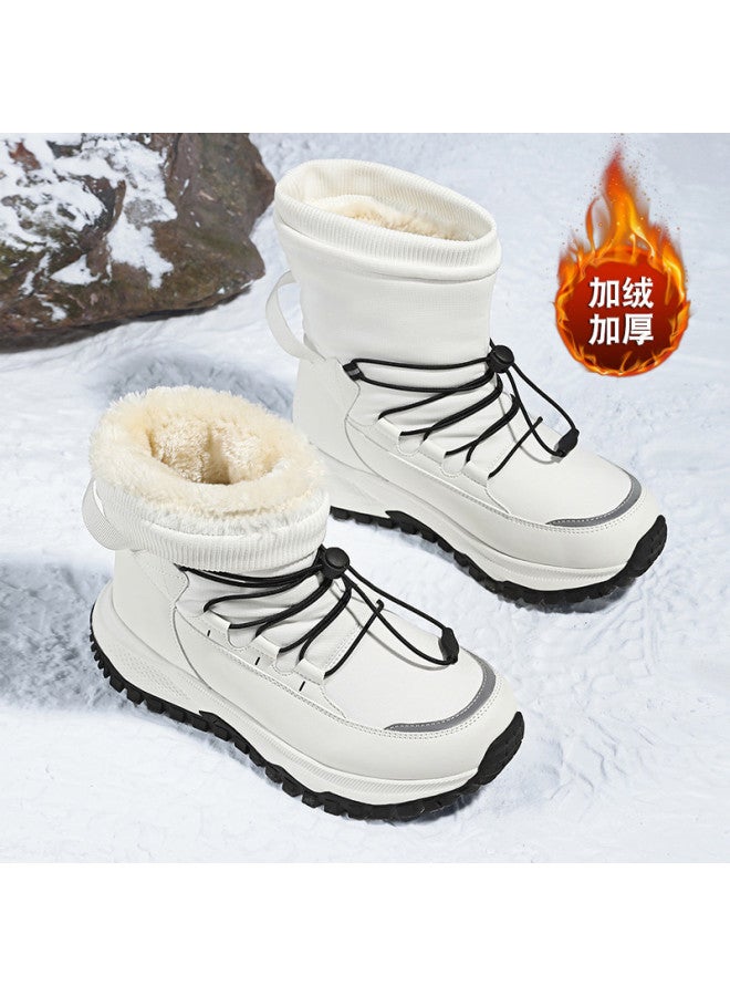 Flying in the snow Snow Flying 2025 Winter New Fashion Mid-calf Snow Boots Thick Sole Fleece Lined Warm Cotton Boots Men's Boots Women's Boots - Image 2