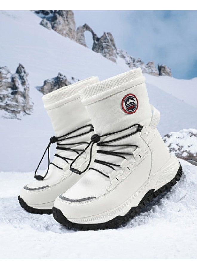 Flying in the snow Snow Flying 2025 Winter New Fashion Mid-calf Snow Boots Thick Sole Fleece Lined Warm Cotton Boots Men's Boots Women's Boots - Image 1