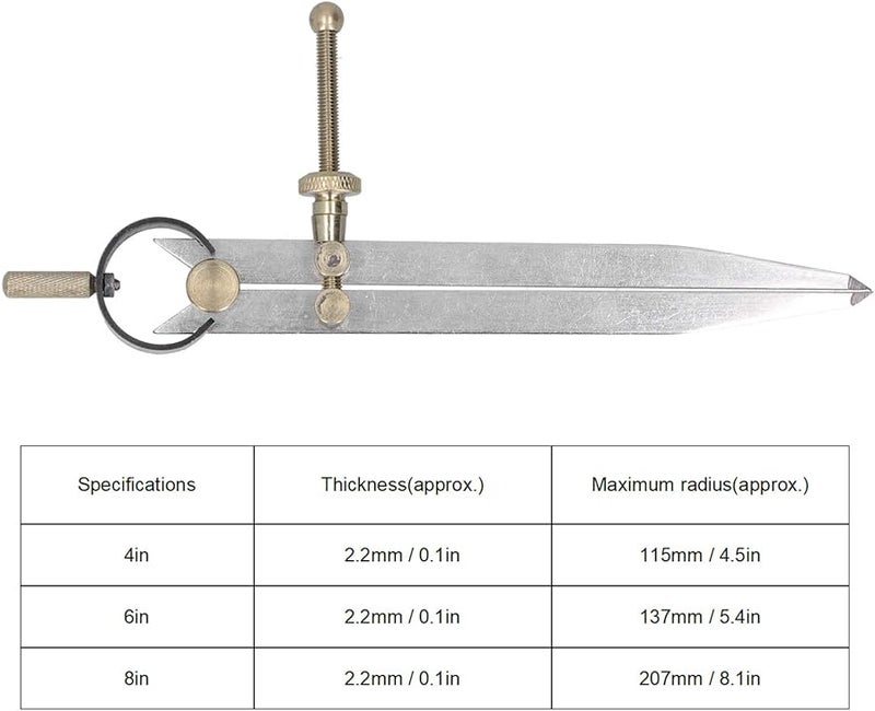 Adjustable Leather Compass Drawing Tool 8 Inch Spacing Gauge For Woodworking And Craft - Image 5
