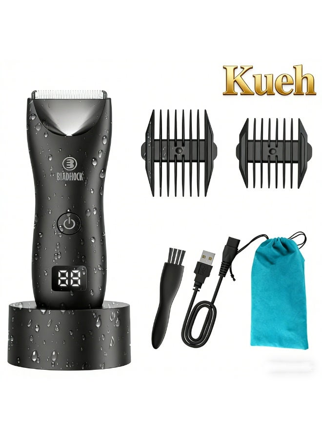 Kueh Body Trimmer for Men and Women, Ball Shaver, Electric Groin & Pubic Hair Trimmer, Waterproof Wet/Dry Groomer, Replaceable Ceramic Male Hygiene Razor Clippers - Image 1