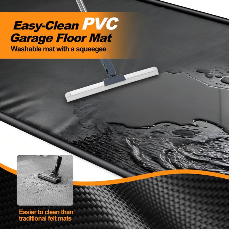 UEAKPIC Garage Floor Mat 7'9" x 18', Heavy Duty 1300D PVC Containment Mat with Floor Squeegee, Waterproof Protection from Snow, Rain and Mud for Cars, Black - Image 4