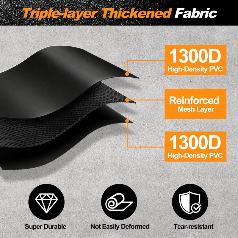 UEAKPIC Garage Floor Mat 7'9" x 18', Heavy Duty 1300D PVC Containment Mat with Floor Squeegee, Waterproof Protection from Snow, Rain and Mud for Cars, Black - Image 2