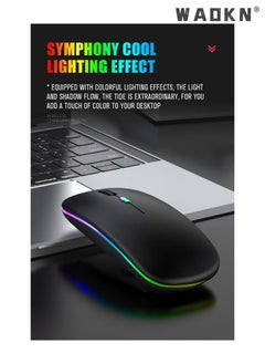 WAOKN Bluetooth Dual-mode Wireless Mouse, Bluetooth 5.1 + USB, 2.4GHz Rechargeable Silent Bluetooth Wireless Mouse,Mice with USB Type-C Interface Compatible for Most Computer(Luminescent Black)  - Image 5