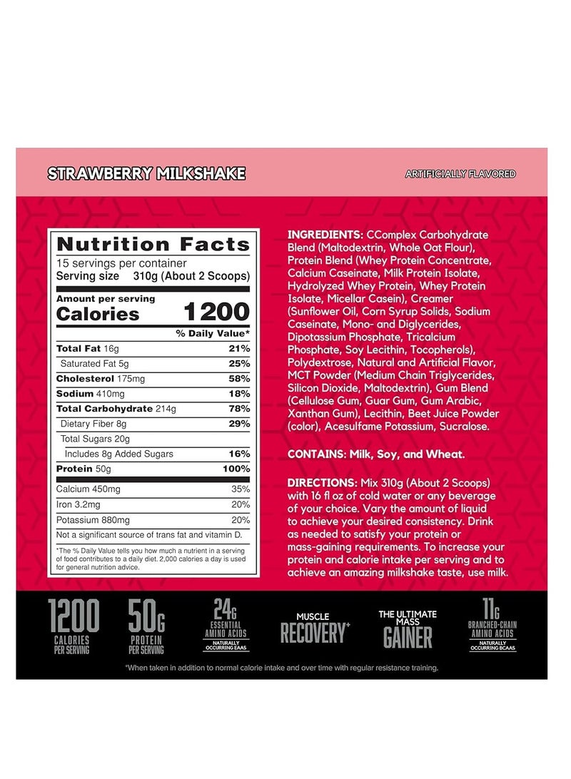 Bsn True Mass Weight Gainer- Strawberry, 9.26lb - Image 2