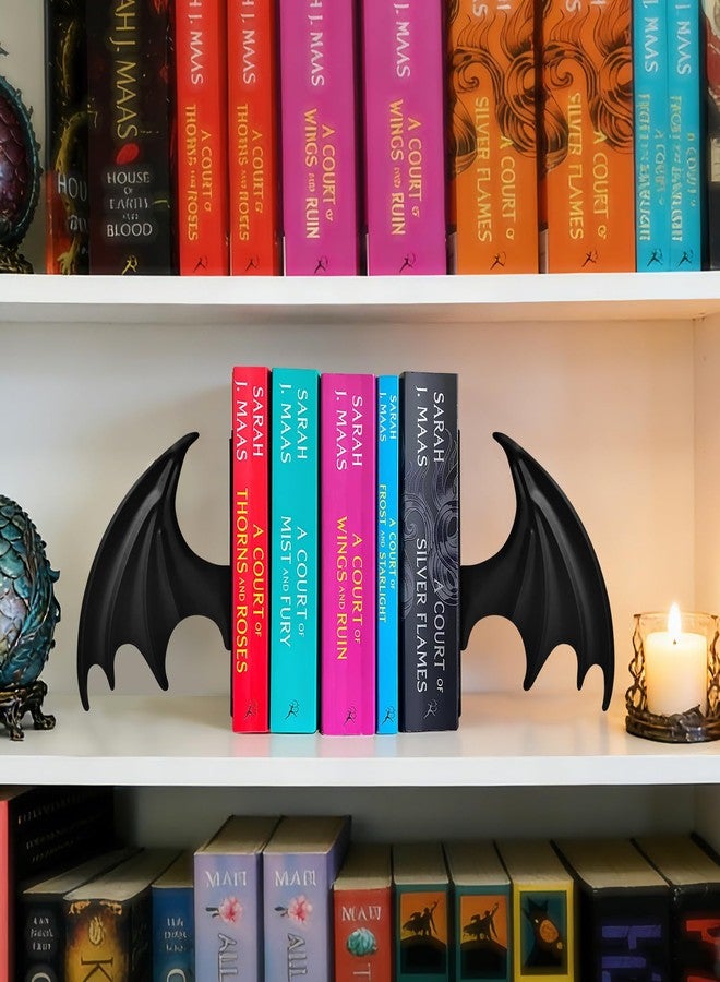 Nichake Metal Dragon Wing Bookends – Gothic Fantasy Book Holder Set, Heavy Duty Dragon Book Ends for Desk & Bookshelf Decor, Dark Gothic Decor Gift for Dragon Lovers - Image 2