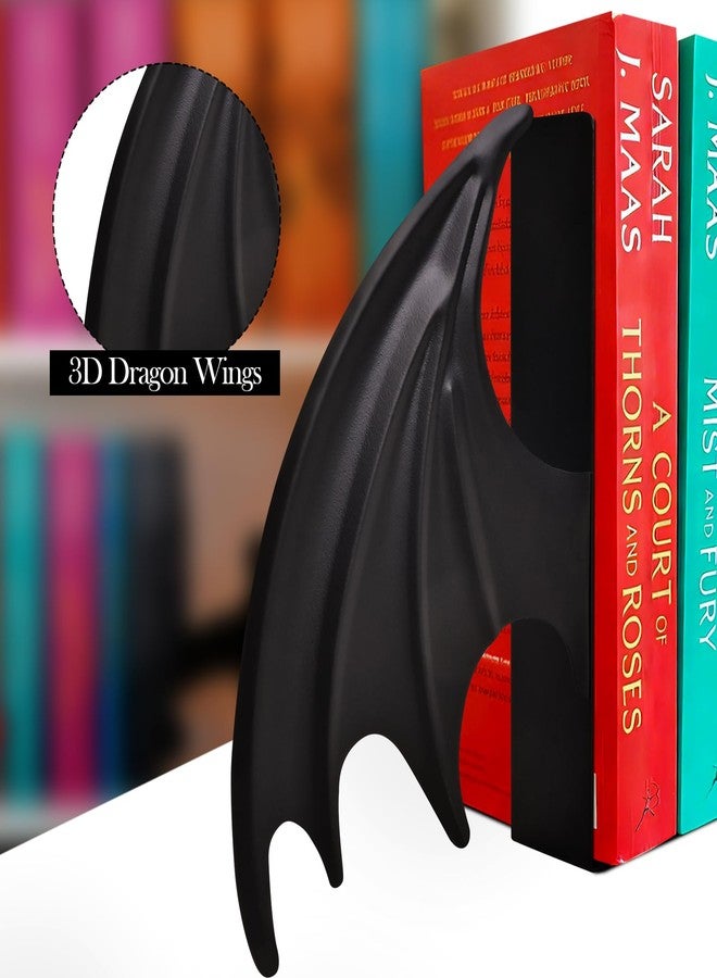 Nichake Metal Dragon Wing Bookends – Gothic Fantasy Book Holder Set, Heavy Duty Dragon Book Ends for Desk & Bookshelf Decor, Dark Gothic Decor Gift for Dragon Lovers - Image 5