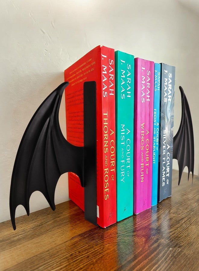 Nichake Metal Dragon Wing Bookends – Gothic Fantasy Book Holder Set, Heavy Duty Dragon Book Ends for Desk & Bookshelf Decor, Dark Gothic Decor Gift for Dragon Lovers - Image 3