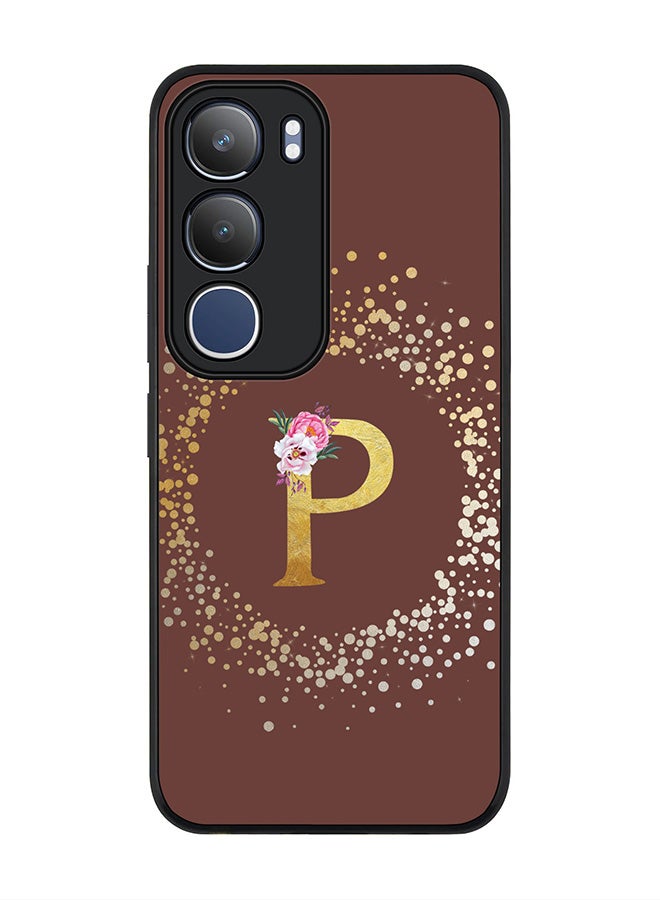 Stylizedd For vivo Y19s / Y19s Pro Case,Slim fit Camera Protection, Shockproof Thin Phone cover  - Custom Monogram Floral - P  (Brown )