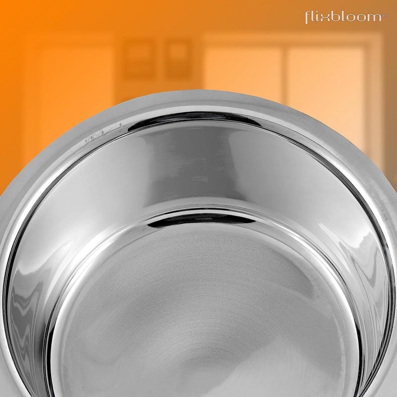FLIXBLOOM Flixbloom Stainless Steel Utensils Combo Pcs Set Heavy Bottom Induction Base LPG Gas Stovetop Compatible Cookware Sets TopeBhagonaHandiPatilaTapeli for Milk Water etc 2L3L4L Cookware Set  - Image 5