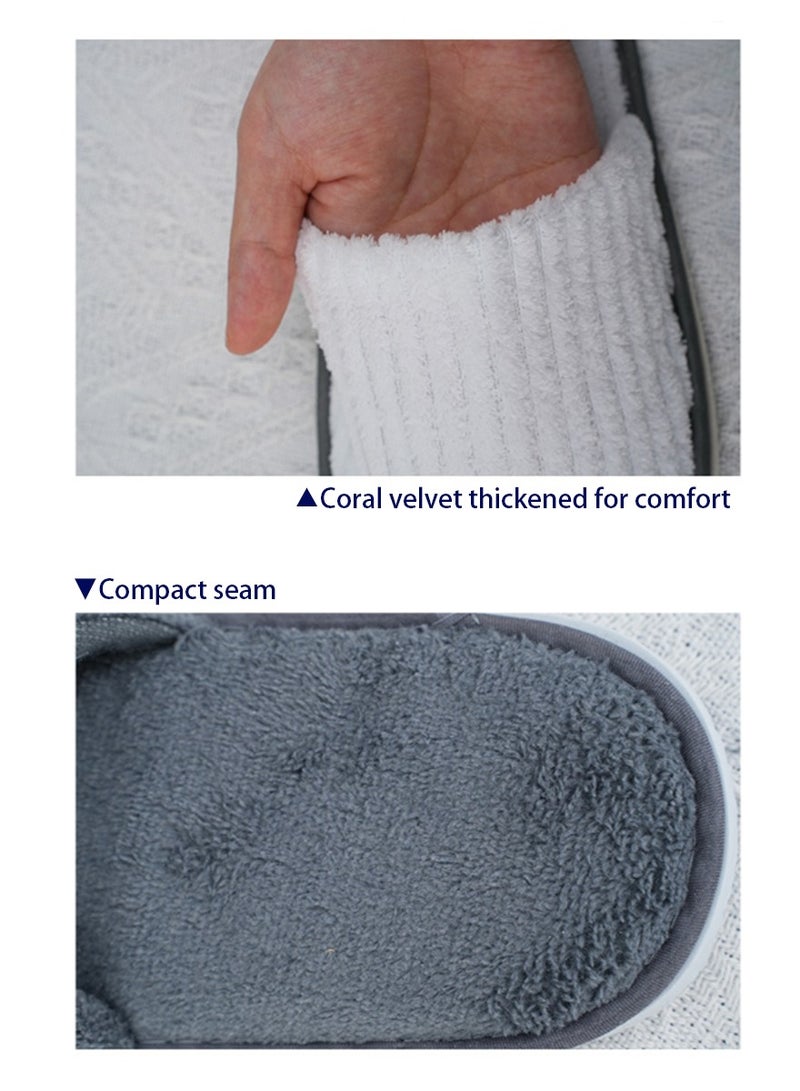 10-Pairs Disposable Bath Slippers Grey Coral Velvet  - Image 5