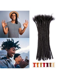 Dreadlock Extensions Made From 100% Human Hair Handmade Permanent Loc Extensions For Men/Women Can Be Dyed Curled And Bleachednatural Black Width 0.24Inch Thickness (12 Inch 10Locs)