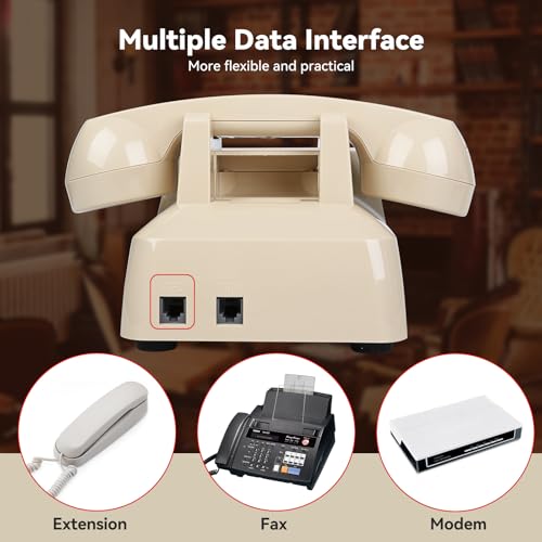 Sangyn Classic Vintage Cord Phones for Landline Old Telephone with Mechanical Ringer Volume Control Retro Analog Desk Phone for Home House School, Beige - Image 5