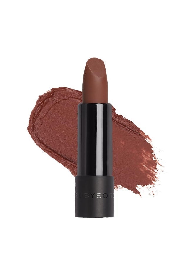 Ruby's Organics Semi-Matte Lipstick for Women All Indian Tones- Highly Pigmented, Moisturizing, Non Drying, Lightweight and Long Lasting- Lip Makeup, Synthetic Chemical Free - Brown Umber, 3.7g - Image 1