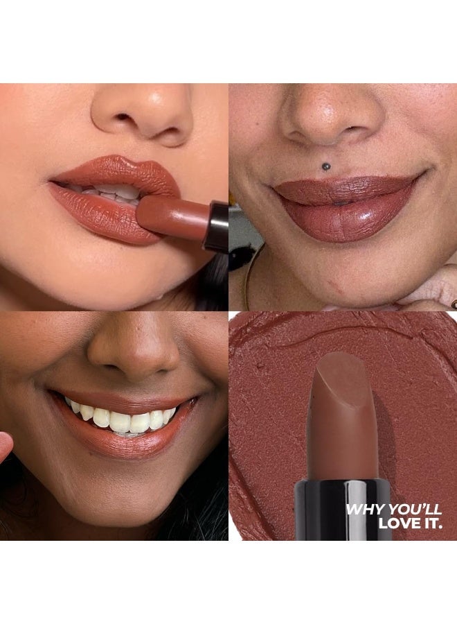 Ruby's Organics Semi-Matte Lipstick for Women All Indian Tones- Highly Pigmented, Moisturizing, Non Drying, Lightweight and Long Lasting- Lip Makeup, Synthetic Chemical Free - Brown Umber, 3.7g - Image 2