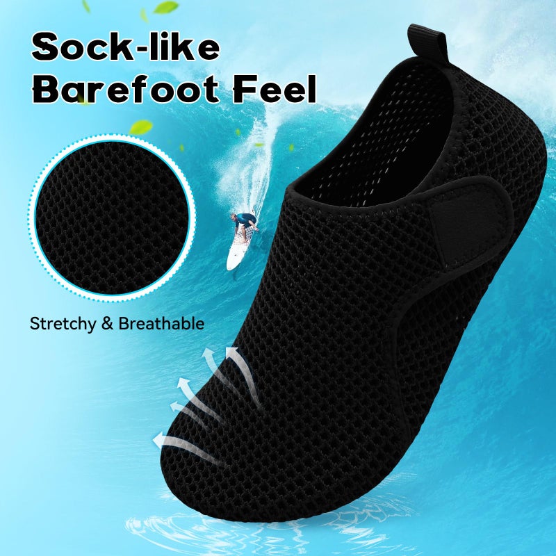 Scurtain Adult Water Shoes Women Beach Swim Shower Essentials Pool Swimming Gardening Shoes for Women Black Yoga Socks Slip on Wide Water Shoes Size - Image 3