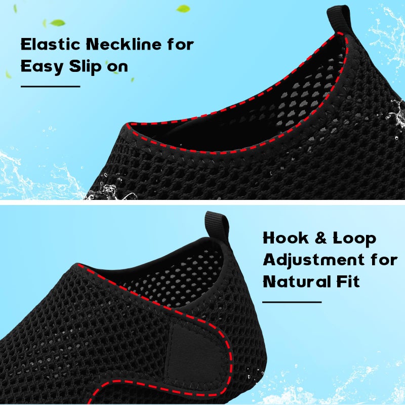 Scurtain Adult Water Shoes Women Beach Swim Shower Essentials Pool Swimming Gardening Shoes for Women Black Yoga Socks Slip on Wide Water Shoes Size - Image 2