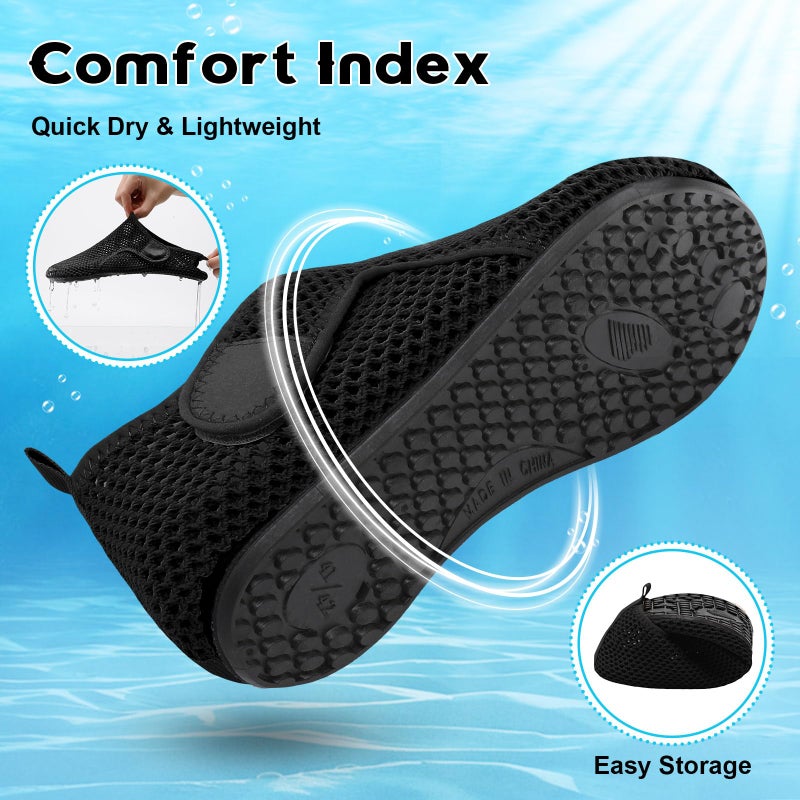 Scurtain Adult Water Shoes Women Beach Swim Shower Essentials Pool Swimming Gardening Shoes for Women Black Yoga Socks Slip on Wide Water Shoes Size - Image 5