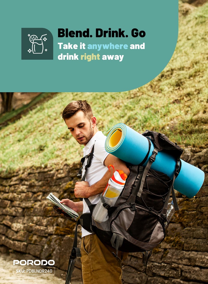 بورودو خلاط نيوتريميكس ثنائي الدوران سعة 700 مل مع وعاء تريتان وغطاء شفرة آمن / بطارية قابلة لإعادة الشحن 6000 مللي أمبير في الساعة / شفرة من الفولاذ المقاوم للصدأ / تقنية الدوران المزدوج - أبيض - Image 5