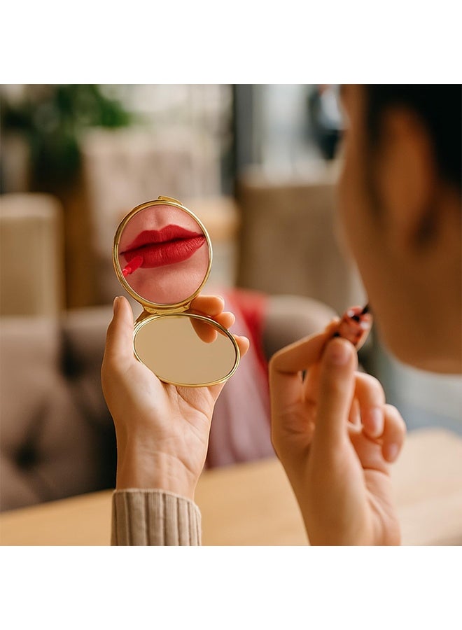 Compact Mirror for Purse, Portable Folding Compact Mirror, Double-Sided 1X/2X Magnifying, Metal Round Shell, Mini Travel Makeup Mirror for Women Bridesmaid Gifts (Gold) - Image 3