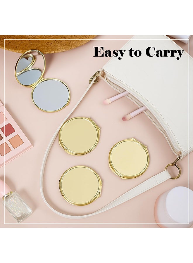 Compact Mirror for Purse, Portable Folding Compact Mirror, Double-Sided 1X/2X Magnifying, Metal Round Shell, Mini Travel Makeup Mirror for Women Bridesmaid Gifts (Gold) - Image 5