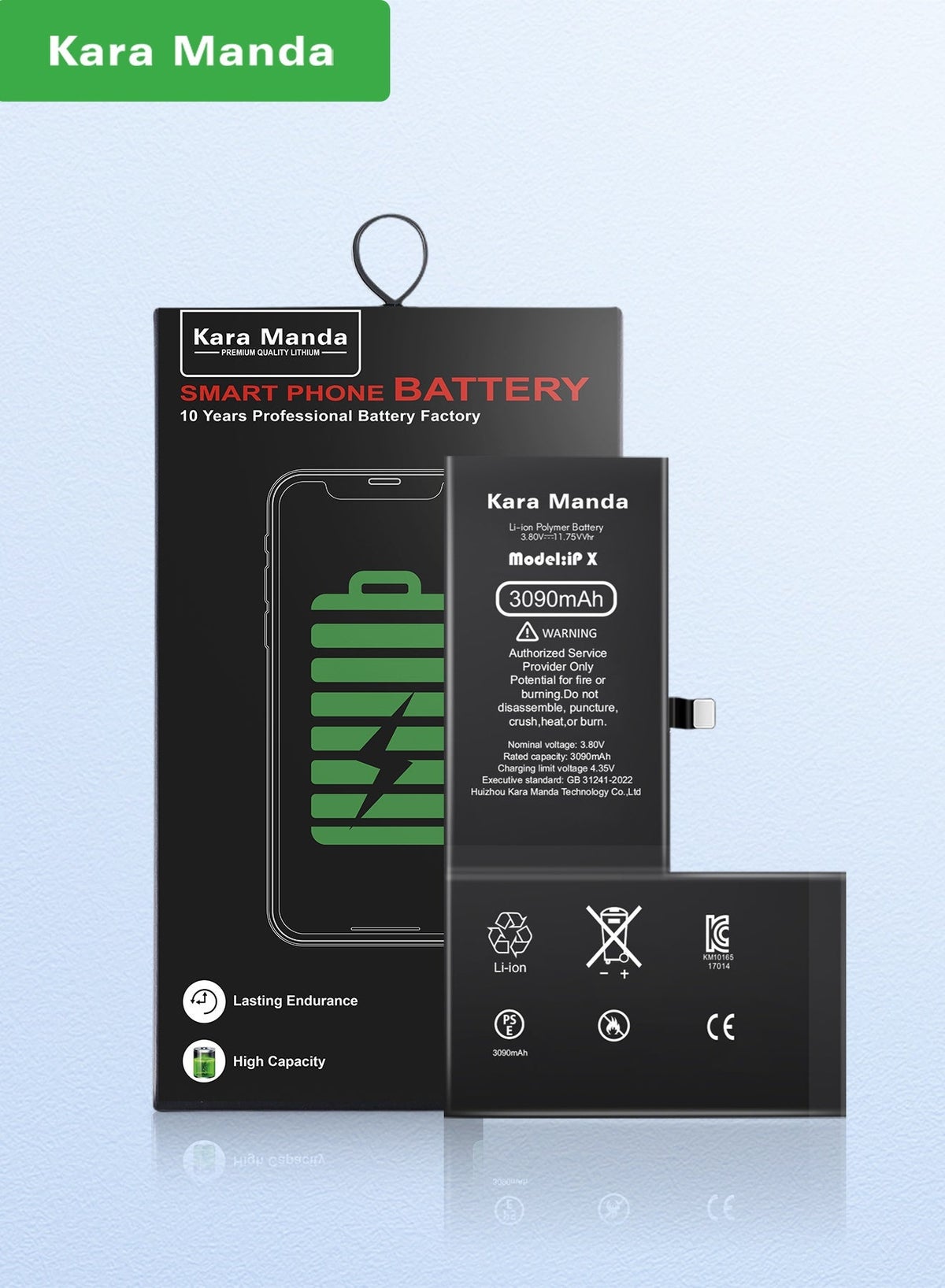 كاراماندا بطارية Kara Manda لهاتف iPhone X سعة 3090 مللي أمبير