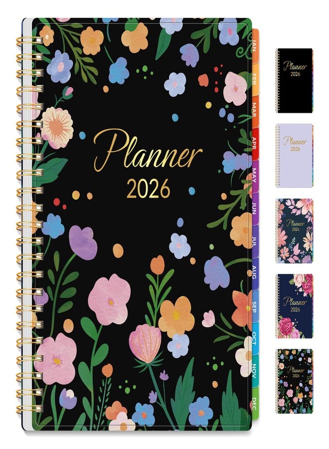 GNL 2026 Planner, Weekly and Monthly Planner January - December 2026, 6.4" x 8.3" Monthly Agenda Planner with Waterproof Flexible Cover, Spiral Binding Notebook with Tab, Pockets, Bookmark, Flower - Image 1