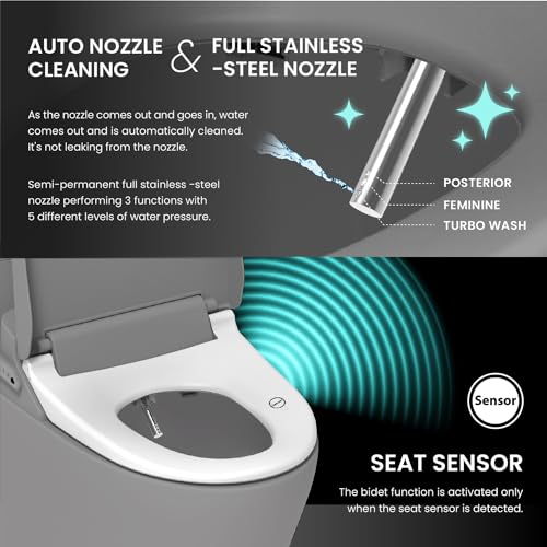 VOVO VB-4000SE Elongated Bidet Toilet Seat, Warm Water, LED Light, Heated Seat, White, Deodorizer, Dryer, Stainless Steel Nozzle, Made in Korea, 3 Year Warranty - Image 5