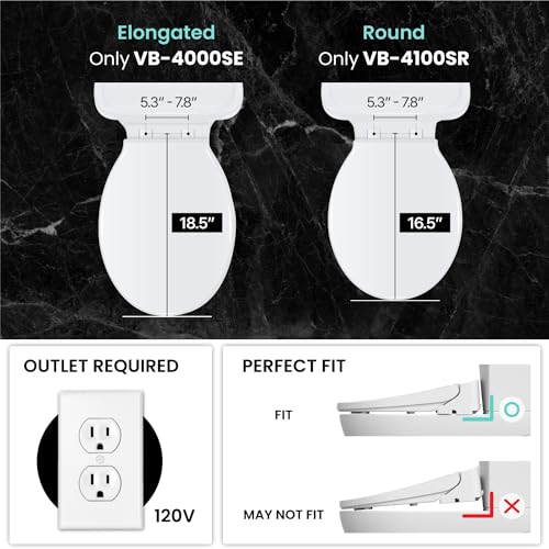 VOVO VB-4000SE Elongated Bidet Toilet Seat, Warm Water, LED Light, Heated Seat, White, Deodorizer, Dryer, Stainless Steel Nozzle, Made in Korea, 3 Year Warranty - Image 2