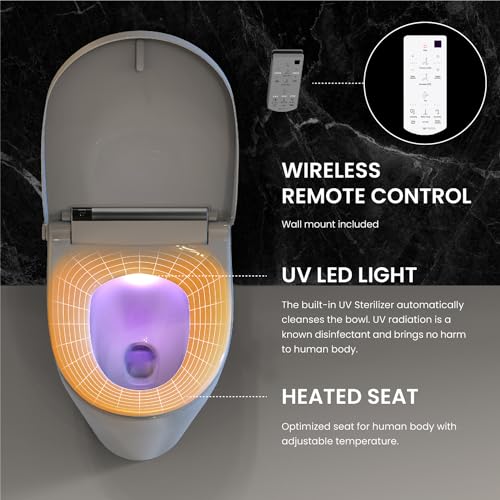 VOVO VB-4000SE Elongated Bidet Toilet Seat, Warm Water, LED Light, Heated Seat, White, Deodorizer, Dryer, Stainless Steel Nozzle, Made in Korea, 3 Year Warranty - Image 3