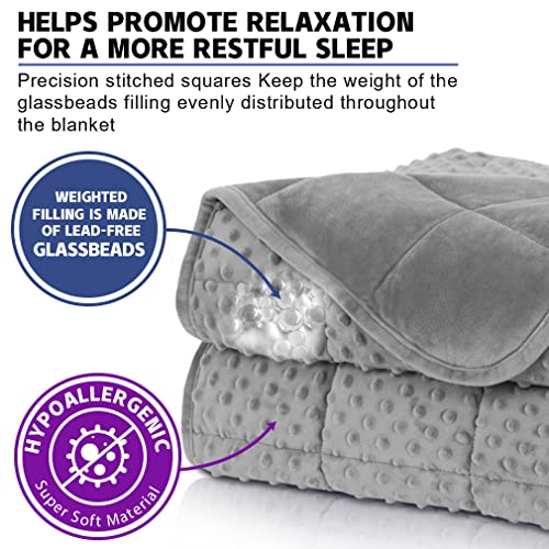 Huloo Sleep Weighted Blanket Queen 20lbs for Adult(60"×80",Gray) Breathable Soft Minky Weighted Throw Blanket for All Season,Heavy Blanket with Premium Glass Beads - Image 3