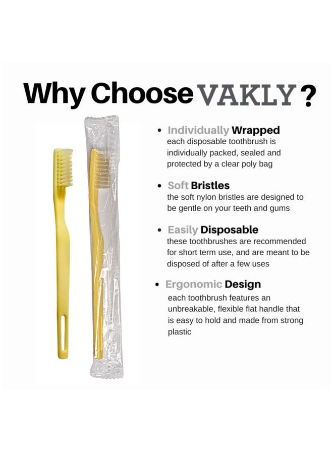 Vakly Individually Wrapped Disposable Toothbrushes [Pack Of72 ] Comfortable Bristle Feel - Great For Travel And Guest Rooms (72)  - Image 2
