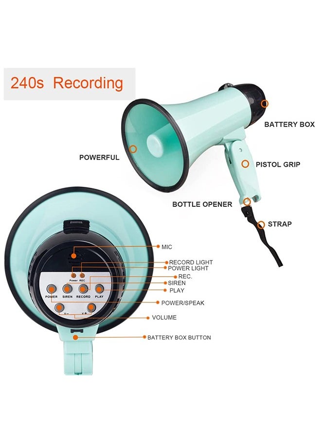 LENND - 25W Portable Bullhorn Speaker, Loudspeaker, Siren, Alarm Modes with Volume Control and Strap for Football, Basketball, Coaches or Safety Training - Image 1