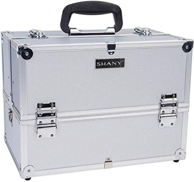 SHANY Essential Pro Makeup Train Case With Shoulder Strap And Locks - Black On  Black - Image 3